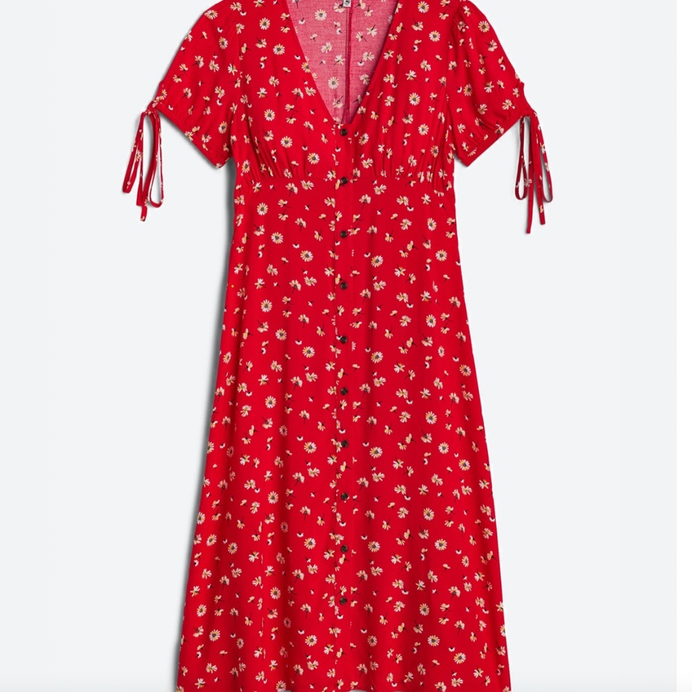 Red midi dress